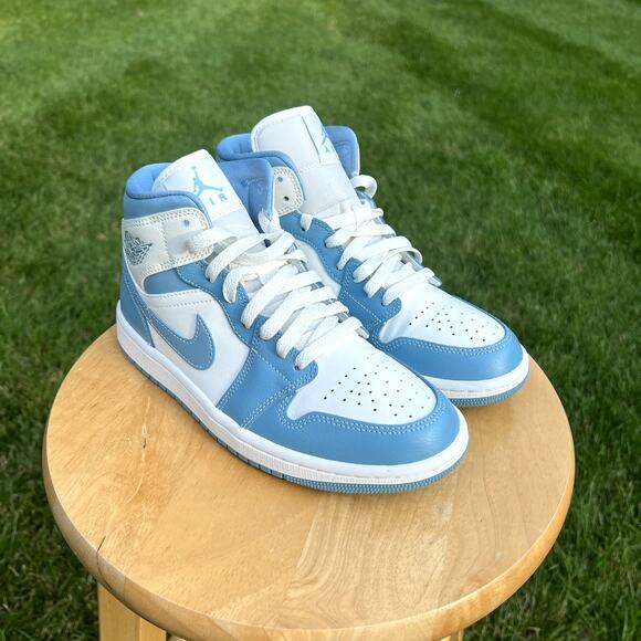 Wmns Nike Air Jordan 1 Mid University Blue Women's Shoes - Size 7 - Ships Now